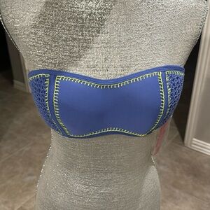 Women’s bikini set small blue and lime green‎ strapless